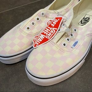 Light pink & cream laceless Vans